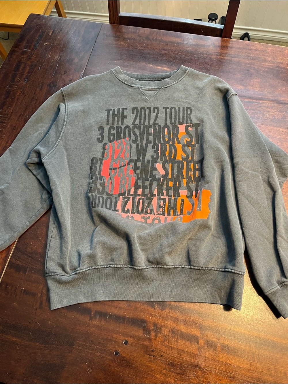 Anine Bing Gray Crewneck Sweatshirt with Orange & Red Graphic